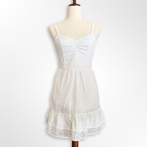 Hollister Eyelet Ruffle-Hem Mini Dress, XS Summer Beachyy